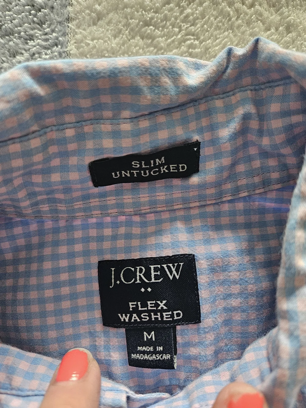 J. Crew Blue Micro-Check Button-Down Shirt
